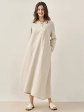Load image into Gallery viewer, 100% Linen Hooded Pullover Maxi Dress REBECCA