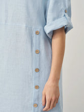 Load image into Gallery viewer, 100% Linen Round Neck Button Detail Midi Dress JELENA