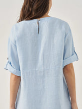 Load image into Gallery viewer, 100% Linen Round Neck Button Detail Midi Dress JELENA