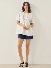 Load image into Gallery viewer, 100% Linen Round Neck Pleated Pullover Top QUINLAN