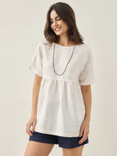 Load image into Gallery viewer, 100% Linen Round Neck Pleated Pullover Top QUINLAN