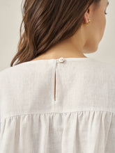 Load image into Gallery viewer, 100% Linen Round Neck Pleated Pullover Top QUINLAN