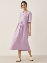 Load image into Gallery viewer, 100% Linen Shawl V-Neck Pleated Maxi Dress SUSAN