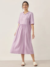 Load image into Gallery viewer, 100% Linen Shawl V-Neck Pleated Maxi Dress SUSAN
