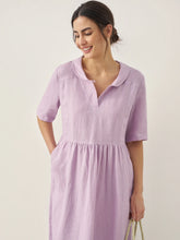 Load image into Gallery viewer, 100% Linen Shawl V-Neck Pleated Maxi Dress SUSAN