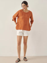 Load image into Gallery viewer, 100% Linen Round Neck Artistic Stripe Top FLORENCE