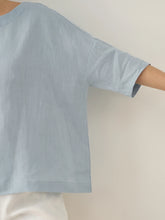 Load image into Gallery viewer, 100% Linen Boatneck 3/4 Length Sleeve Top AURORA
