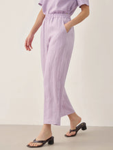 Load image into Gallery viewer, 100% Linen Short-Sleeve Round Neck Button Detail Top & Pants Set SASHA
