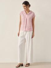 Load image into Gallery viewer, 100% Linen Shawl V-Neck Cap Sleeves Top ELARA