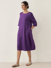 Load image into Gallery viewer, 100% Linen Collarless Mid-Length Dress SOFIA