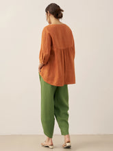 Load image into Gallery viewer, 100% Linen Petal-Hem Trousers with Elastic Waist LIV
