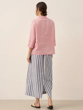 Load image into Gallery viewer, Linen Striped Drawstring Skirt ELISE