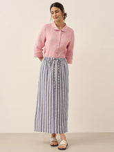 Load image into Gallery viewer, Linen Striped Drawstring Skirt ELISE