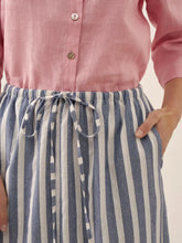 Load image into Gallery viewer, Linen Striped Drawstring Skirt ELISE