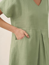 Load image into Gallery viewer, 100% Linen V-Neck Pockets Swing Dress AINSLEY