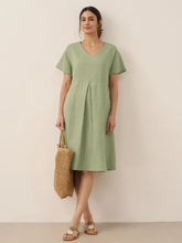 Load image into Gallery viewer, 100% Linen V-Neck Pockets Swing Dress AINSLEY