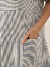 Load image into Gallery viewer, 100% Linen Pinstripe Paneled Short-Sleeved Dress MORGAN