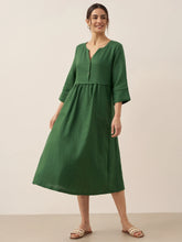 Load image into Gallery viewer, 100% Linen Loose Fit Button Waist Gathered Maxi Dress LUNA