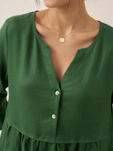 Load image into Gallery viewer, 100% Linen Loose Fit Button Waist Gathered Maxi Dress LUNA