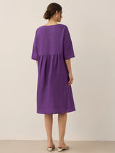 Load image into Gallery viewer, 100% Linen A-Line Midi Dress VALENCIA
