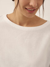 Load image into Gallery viewer, Linen White Boat Neck Oversized Top AVA