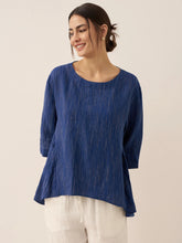 Load image into Gallery viewer, 100% Linen Round Neck Artistic Stripe Top FLORENCE
