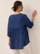 Load image into Gallery viewer, 100% Linen Round Neck Artistic Stripe Top FLORENCE