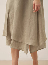 Load image into Gallery viewer, 100% Linen V-Neck Double-Layer Midi Dress JAYDA