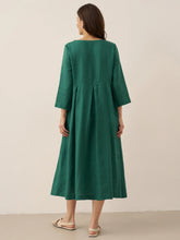 Load image into Gallery viewer, 100% Linen Bateau Neck Pleated Maxi Dress ABIGAIL