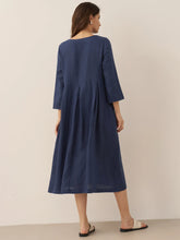 Load image into Gallery viewer, 100% Linen Bateau Neck Pleated Maxi Dress ABIGAIL