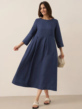 Load image into Gallery viewer, 100% Linen Bateau Neck Pleated Maxi Dress ABIGAIL