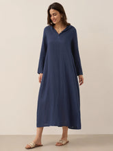 Load image into Gallery viewer, 100% Linen Hooded Pullover Maxi Dress REBECCA