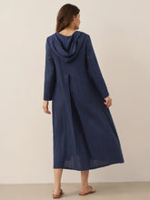 Load image into Gallery viewer, 100% Linen Hooded Pullover Maxi Dress REBECCA