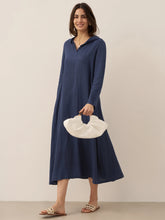 Load image into Gallery viewer, 100% Linen Hooded Pullover Maxi Dress REBECCA
