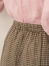 Load image into Gallery viewer, Linen Checked Elastic Waist Skirt ONYX