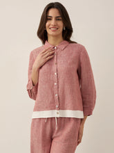 Load image into Gallery viewer, 100% Linen Buttoned Closure Color-Blocked Shirt JANICE