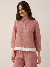 Load image into Gallery viewer, 100% Linen Buttoned Closure Color-Blocked Shirt JANICE