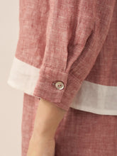 Load image into Gallery viewer, 100% Linen Buttoned Closure Color-Blocked Shirt JANICE
