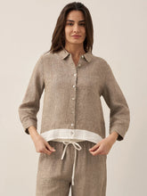 Load image into Gallery viewer, 100% Linen Buttoned Closure Color-Blocked Shirt JANICE