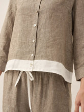 Load image into Gallery viewer, 100% Linen Buttoned Closure Color-Blocked Shirt JANICE