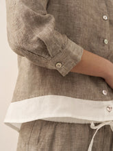 Load image into Gallery viewer, 100% Linen Buttoned Closure Color-Blocked Shirt JANICE