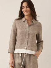 Load image into Gallery viewer, 100% Linen Buttoned Closure Color-Blocked Shirt JANICE