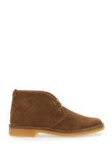Load image into Gallery viewer, Gucci Men Brown Ankle Boots With Web Detail On The Heel And Low Heel In Gg Suede Man
