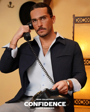 Load image into Gallery viewer, The Luxe Zip Jacket (Black Pinstripe)
