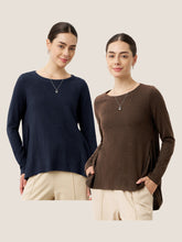 Load image into Gallery viewer, Wool Panelled Ruched Asymmetric Hem Top KALISTA