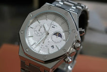 Load image into Gallery viewer, Silver Stainless Steel Watch – ChronoLunar White Dial by Dapper Watches