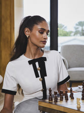 Load image into Gallery viewer, Idina Business Casual White Romper with Black Trim