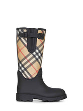 Load image into Gallery viewer, Burberry Women Black Rubber Marsh Stamp High Rain Boots