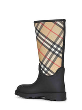 Load image into Gallery viewer, Burberry Women Black Rubber Marsh Stamp High Rain Boots