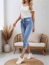 Load image into Gallery viewer, Women’s Drawstring Denim Shorts